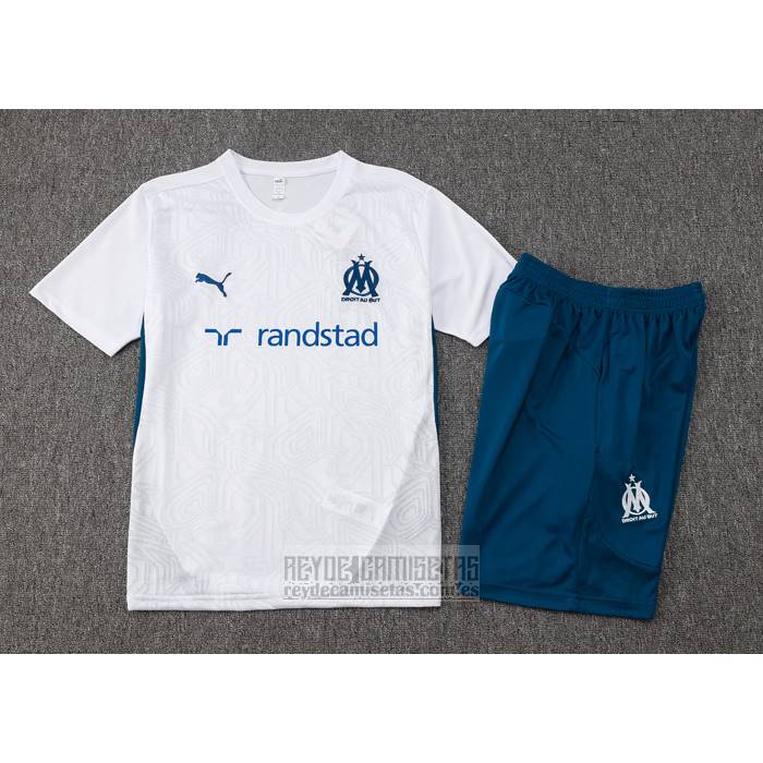 Chandal del Olympique Marsella Manga Corta 2024-2025 Blanco - Pantalon Corto